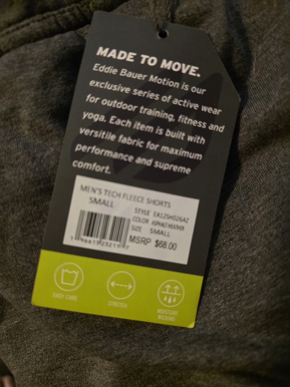 Eddie Bauer Motion Men's Tech Fleece Shorts — Charcoal Gray